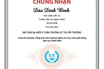 VINH DANH HỌC SINH ĐẠT THÀNH TÍCH XUẤT SẮC TRONG KỲ THI TIẾNG ANH IOE CẤP TRƯỜNG